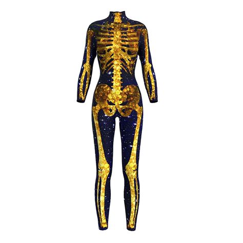 Sexy Cosplay Skeletal Ghost Terror Print 3d Print Women Jumpsuit Tights