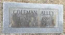 William Coleman Alley M Morial Find A Grave