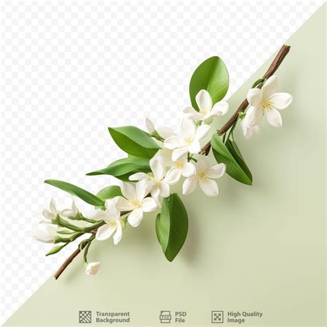 Premium PSD Jasmine Flower Branch Against Transparent Background