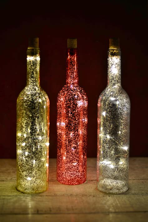 3 LED Lighted Wine Bottles Battery Operated