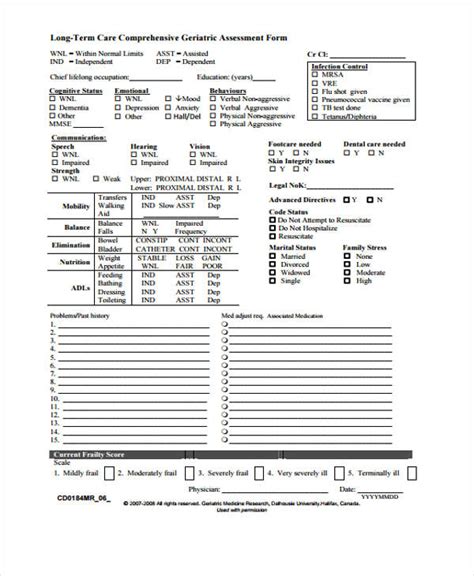 Printable Nursing Assessment Forms