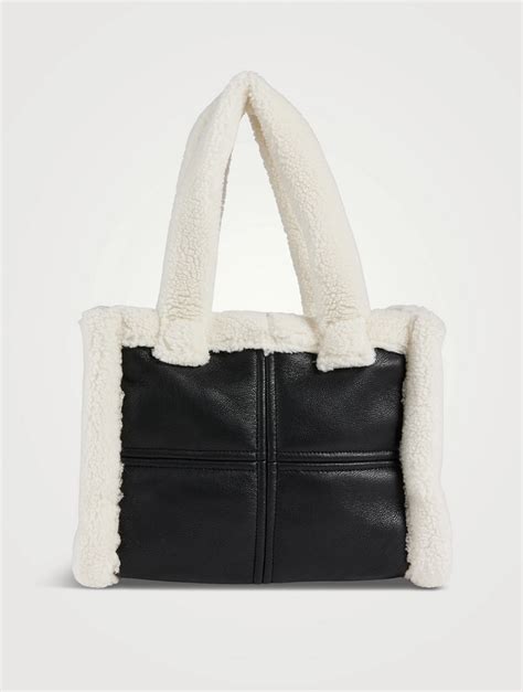 Stand Studio Mini Liz Faux Shearling Trimmed Tote Bag Holt Renfrew