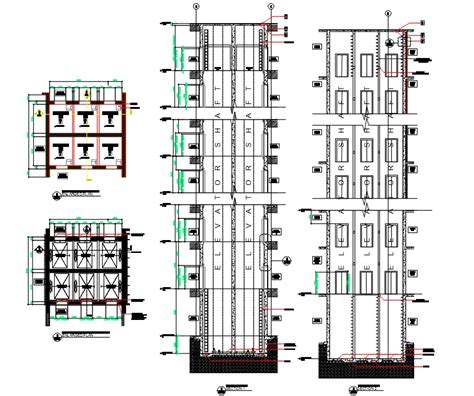 Architectural Passenger elevator Section Drawing - Cadbull