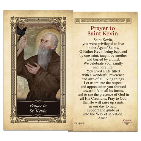 St Kevin Kilgarlin Laminated Prayer Card Shopcatholic