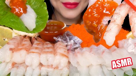 Tobiko Eggs Red Shrimp Sashimi Chamdomhoe Asmr Mukbang 날치알 홍새우회 참돔회 리얼