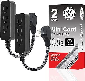 GE Pro Mini Tira Multicontactos De 3 Salidas Enchufe Plano Cable De