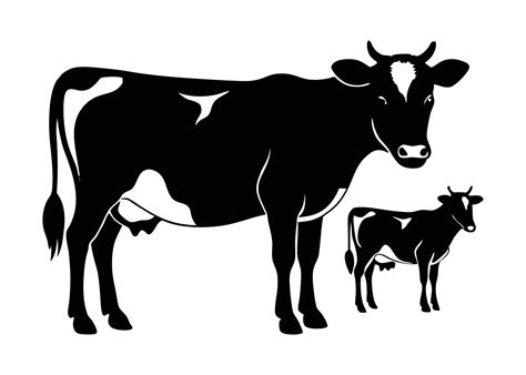 Holstein Cow with Calf Silhouette Art Design 46984190 Vector Art at ...