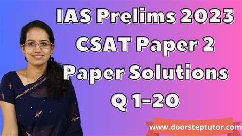 Upsc Ias Prelims Csat Paper 2 2023 Solutions Answer Key And Explanations Q 1 To 20 Part 1 Of