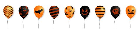 Set Of Halloween Balloons Scary Air Orange And Black Balloons Stock