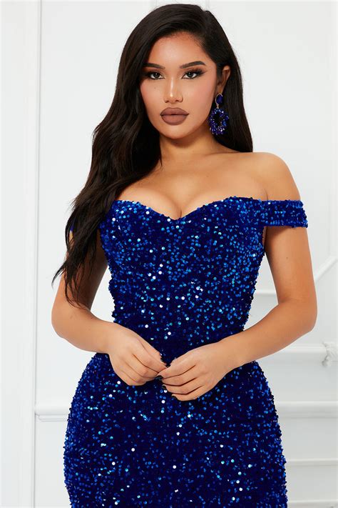 Alora Sequin Maxi Gown Royal Fashion Nova Dresses Fashion Nova