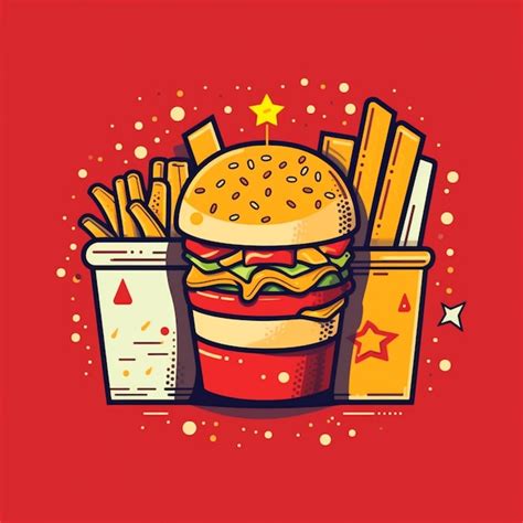 Premium AI Image | A drawing of a burger and fries