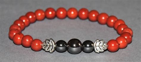 Bracelet Jaspe rouge 6 mm et Hématite 6 et 8 mm Disponible Small Médium