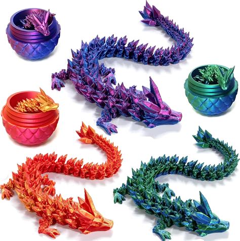 3D Printed Dragon Egg Mystery Crystal Dragon Fidget Toys Articulated