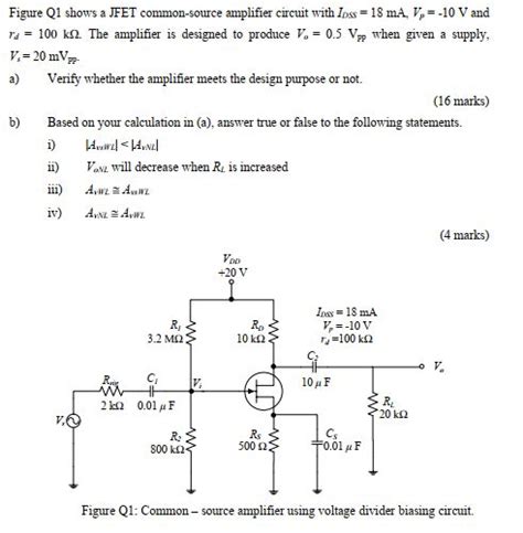 Solved Figure Q1 Shows A Jfet Common Source Amplifier