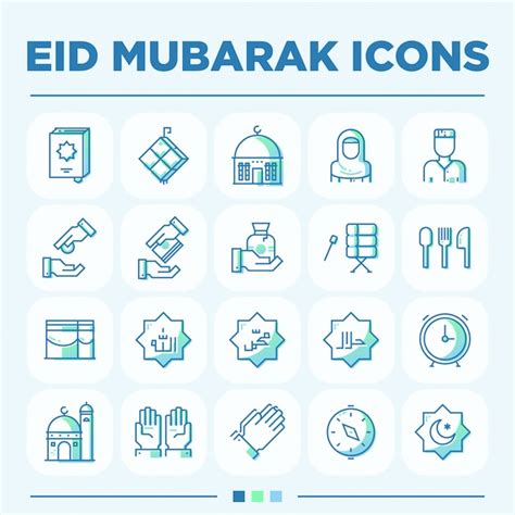 Premium Vector Eid Mubarak Icon Sets