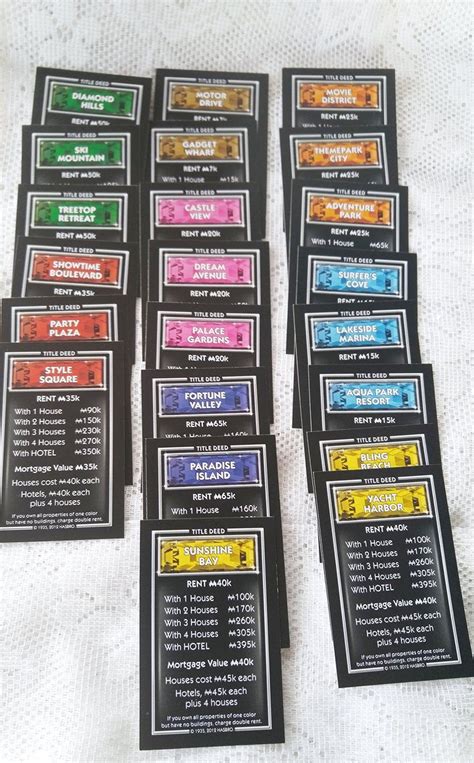 Monopoly Millionaire Cards Monopoly Game Cards 22 Game | Etsy | Diy ...