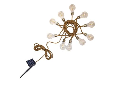 Guirlande Lumineuse Solaire En Corde 10 Ampoules Transparentes LED