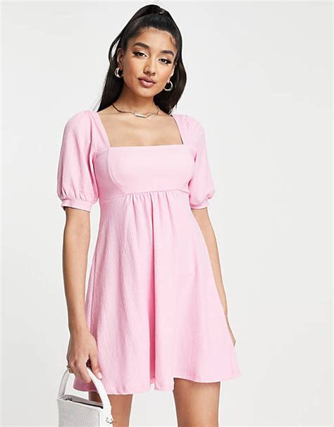 Stradivarius Square Neck Mini Dress In Candy Pink Asos