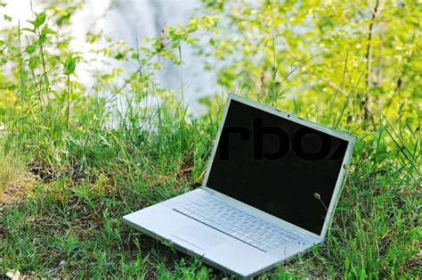 Laptop Outdoor Stock Image Colourbox