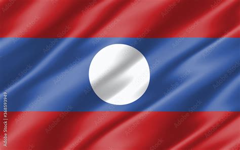 Silk Wavy Flag Of Laos Graphic Wavy Lao Flag D Illustration Rippled