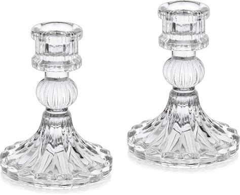 Crystal Glass Candle Holders 12 Pack Of Decorative Candlestick Stands For Dining Table Events