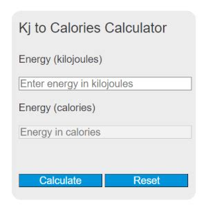 Kj To Calories Calculator Calculator Academy