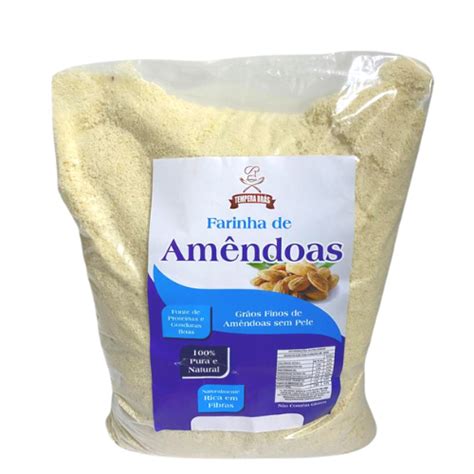 Farinha de amêndoa Premium 5kg Pura 100 Natural Tempera Brás Shopee