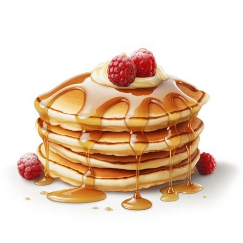 Premium Photo Hyperrealistic Pancakes With Syrup And Raspberries On