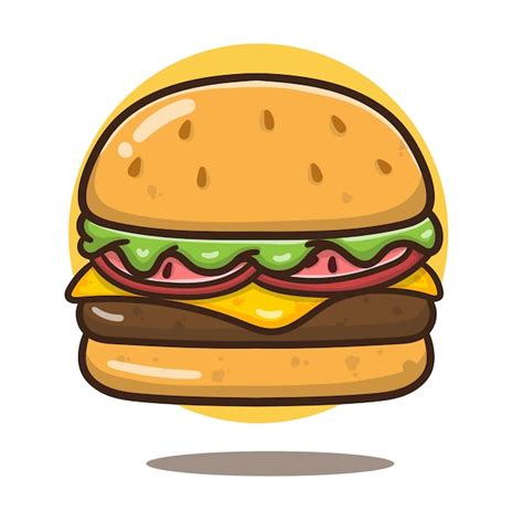 Premium Vector Free Vector Cheese Burger Cartoon Illustration Flat