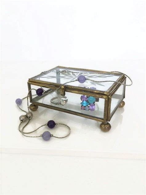 Glass Jewelry Display Box Glass Jewelry Box With Etched Glass Etsy Glass Jewelry Box