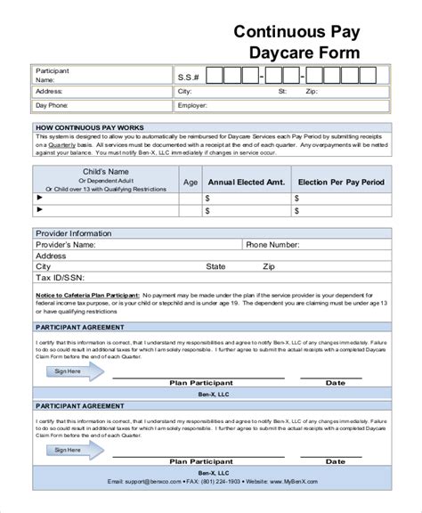 Free 10 Sample Daycare Forms In Pdf Ms Word