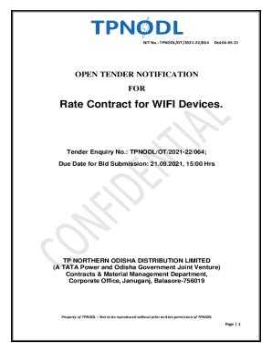 Fillable Online Open Tender Notification For Rate Contract For Phase