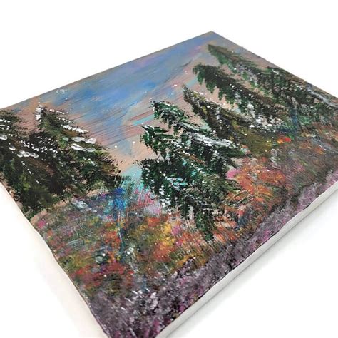 Acrylic Winter Forest Scene Painting, Stretched Canvas With Texture ...