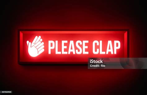 Please Clap Audience Glowing Sign Stock Illustration - Download Image ...