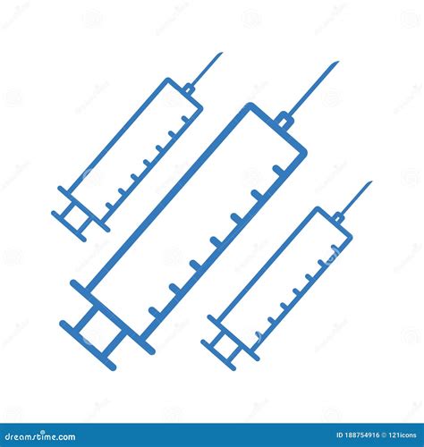 Medical Syringe Icon Blue Vector Graphics Stock Vector Illustration