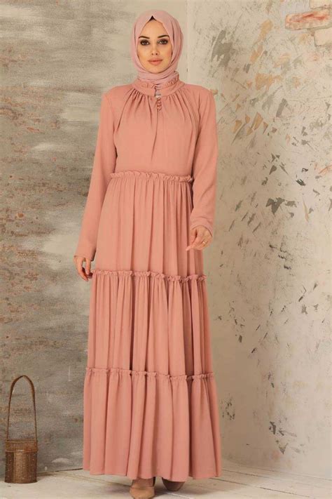 Salmon Pink Hijab Dress 2746smn Neva