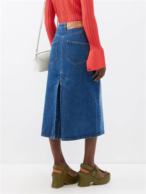 Deconstructed Two Tone Denim Midi Skirt Endource