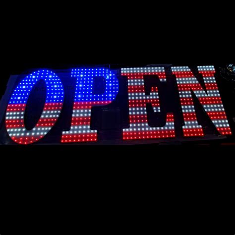 Very Bright LED White & RED & BLUE Color OPEN Sign Large – 48″X17 ...