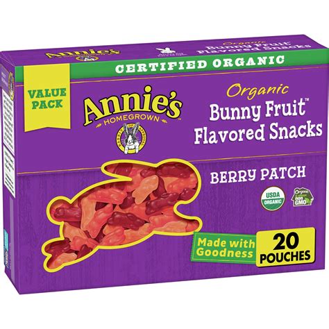 Annie S Homegrown Organic Berry Patch Bunny Fruit Snacks 5 Count 115