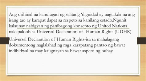 Dignidad Ng Tao Bilang Batayan Sa Paggalang Sa Sarili Pamilya At Kapuwa