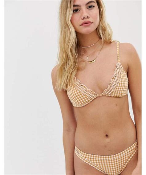 Rhythm Rhythm Gingham Itsy Bikini Bottom In Ginger Multi Wear