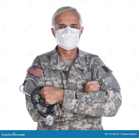 Military Health Care Concept. Military Doctor with His Arms Folded ...