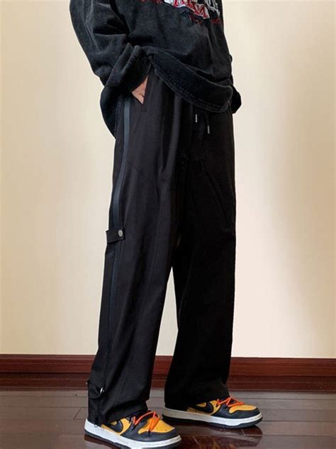 Emmiol Free Shipping 2023 Men S Zip Fly Loose Cargo Pants Black XL In