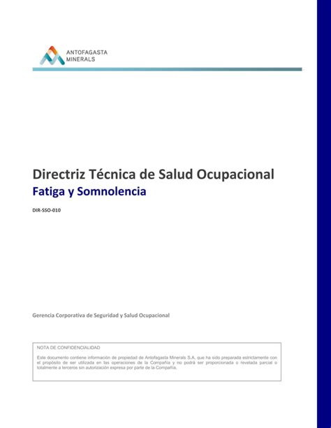 Directriz Técnica Fatiga y Somnolencia pdf Descarga Gratuita