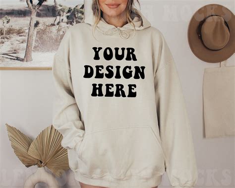 Gildan 18500 Sand Hoodie Mockup Gildan Hoodie Mockup Sand Etsy Canada