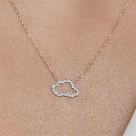 Diamond Cloud Pendant With Gold Chain 18k White Gold Diamond Necklace