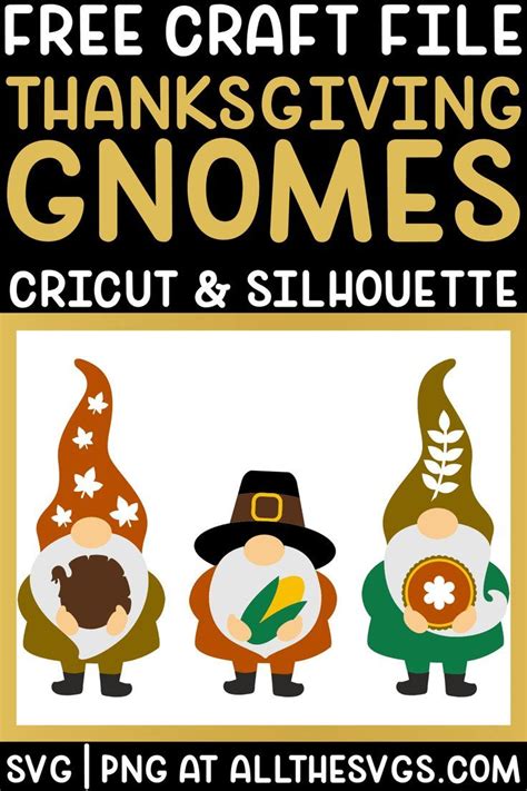 Free Thanksgiving Gnomes SVG File Cricut Silhouette Brother Vector