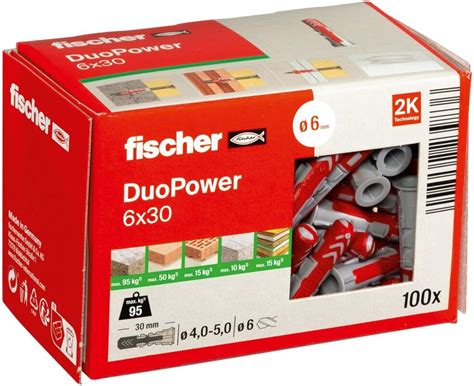 Fischer 555006 Duopower Wall Plug Redgrey 6x30 Set Of