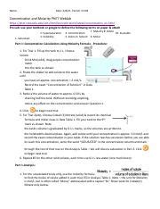 Day Concentration And Molarity Virtual Lab Activity Pdf Name Date