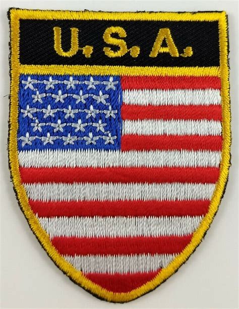 Usa United States Of America Flag Shield Crest Patch Etsy